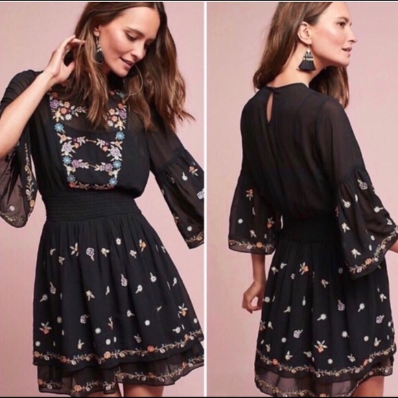 Anthropologie Dresses & Skirts - Maeve | Anfisa Embroidered Bell Sleeved Dress